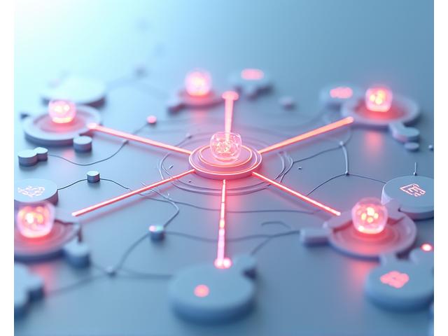 En visualisering av automatiserte arbeidsflyter, med abstrakte linjer som forbinder ulike digitale verktøy, og en klokke som symboliserer tidsbesparelser.