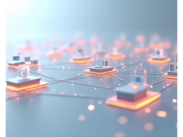 Et nettverk av sammenkoblede digitale enheter og appikoner, symboliserer en strømlinjeformet teknologistabel for hybridarbeid.